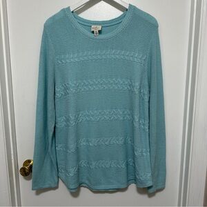 St. John's Bay Scoop Neck Cable Knit Sweater Women’s XXL Blue